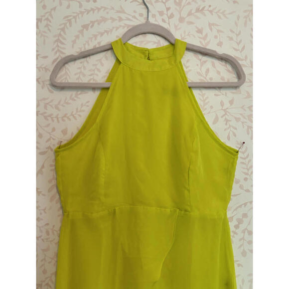 DISCOUNT SHIPPING NWT Vibrant Neon Yellow Sheer Maxi Halter Top - Picture 6 of 9